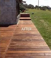 After deck restoration in Proctor, MN — restored stain-ready wood deck boards | Up North Pressure Washing