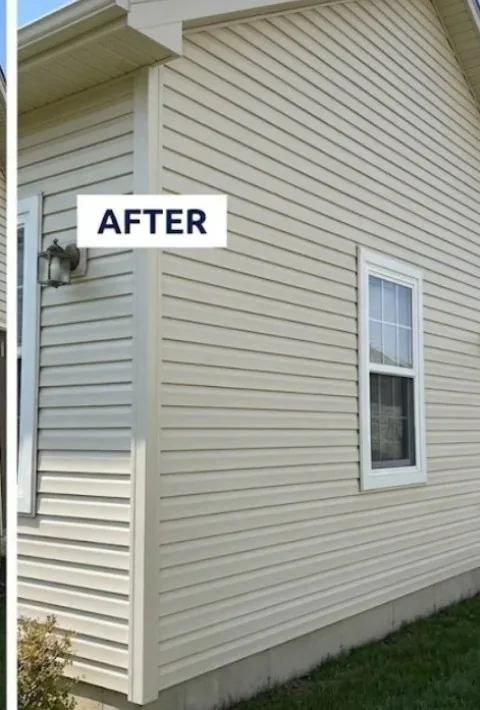 After soft washing — clean siding on a Proctor, MN home exterior