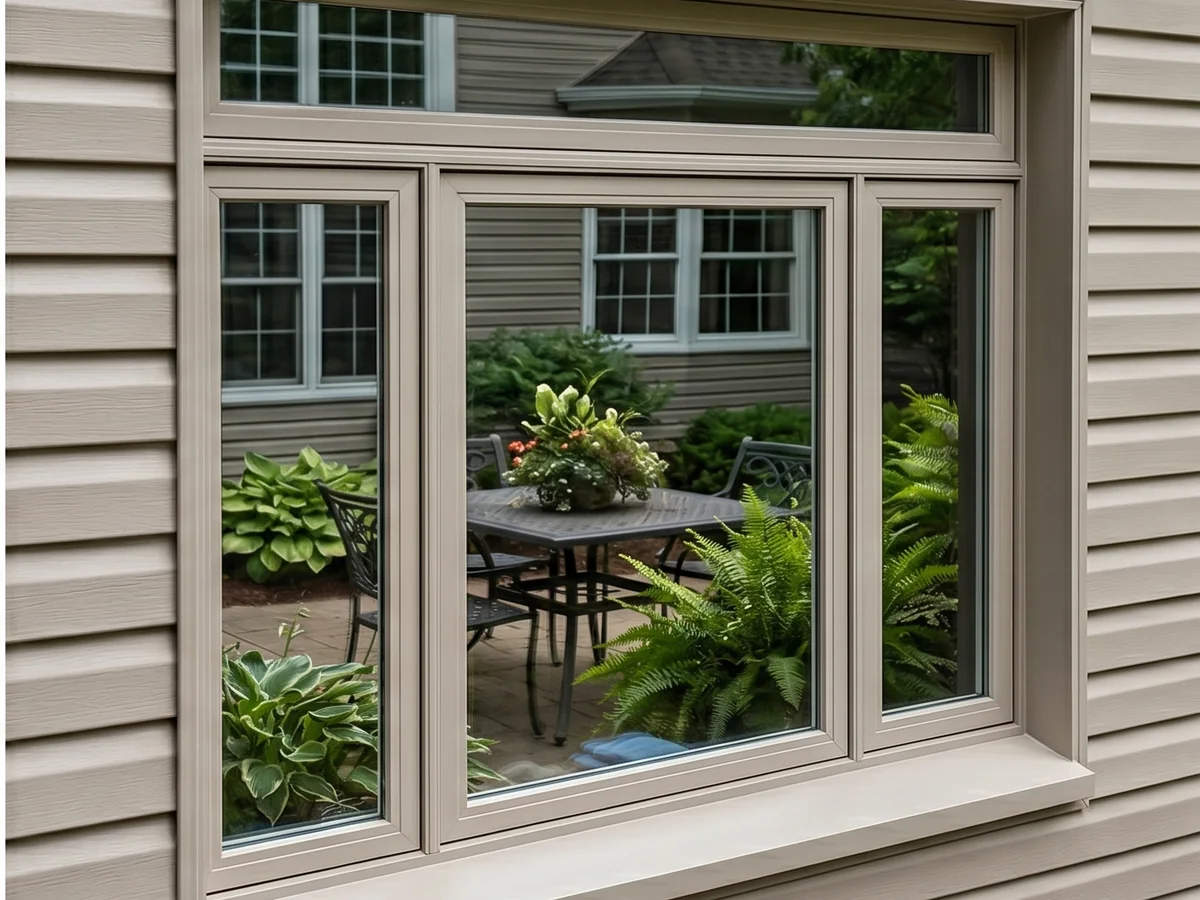After exterior window cleaning in Hermantown, MN — spotless streak-free home windows and clean vinyl-side frames | Up North Pressure Washing